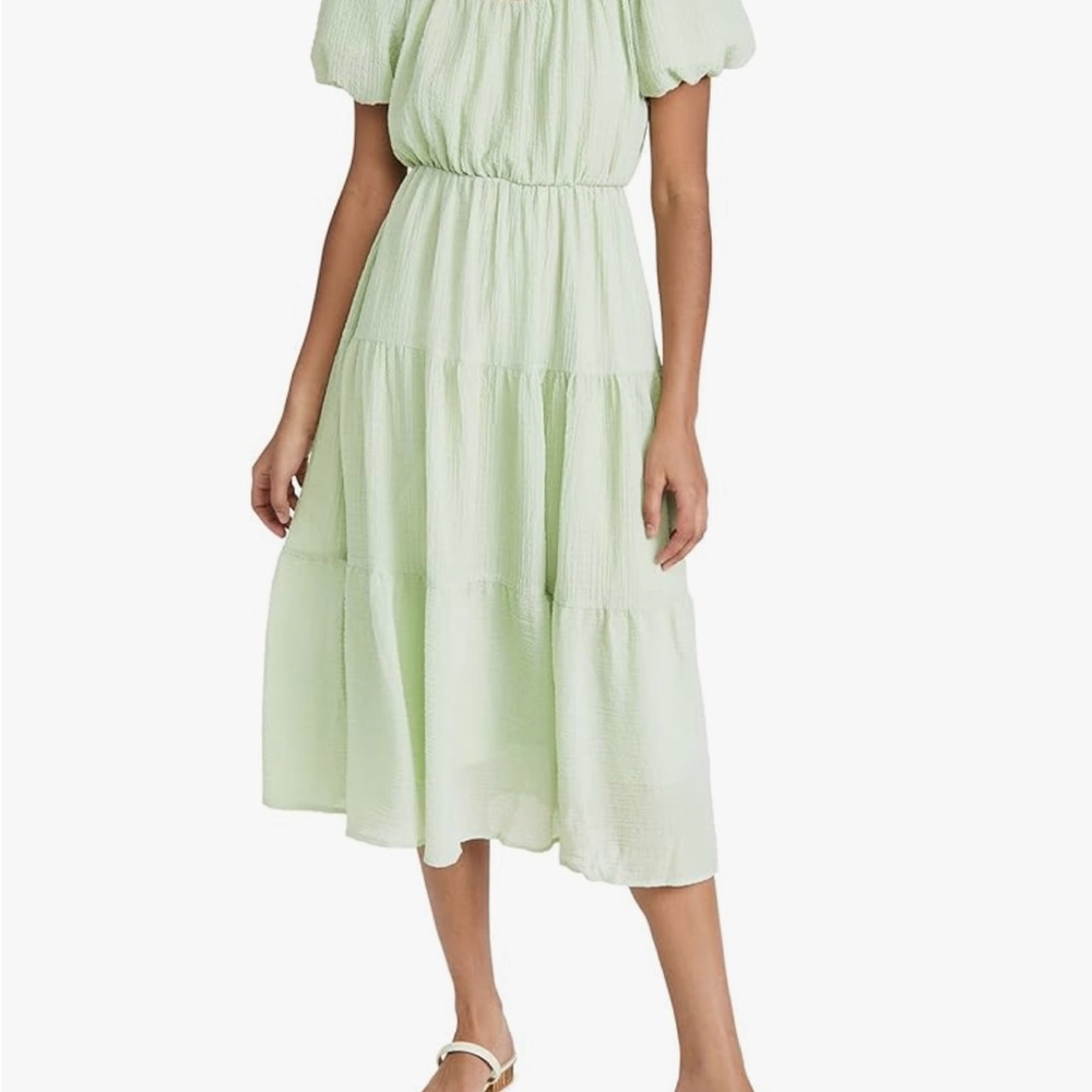 Astr Sage Smock Tiered Midi Dress